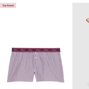 Maroon Striped sleep shorts by Pink